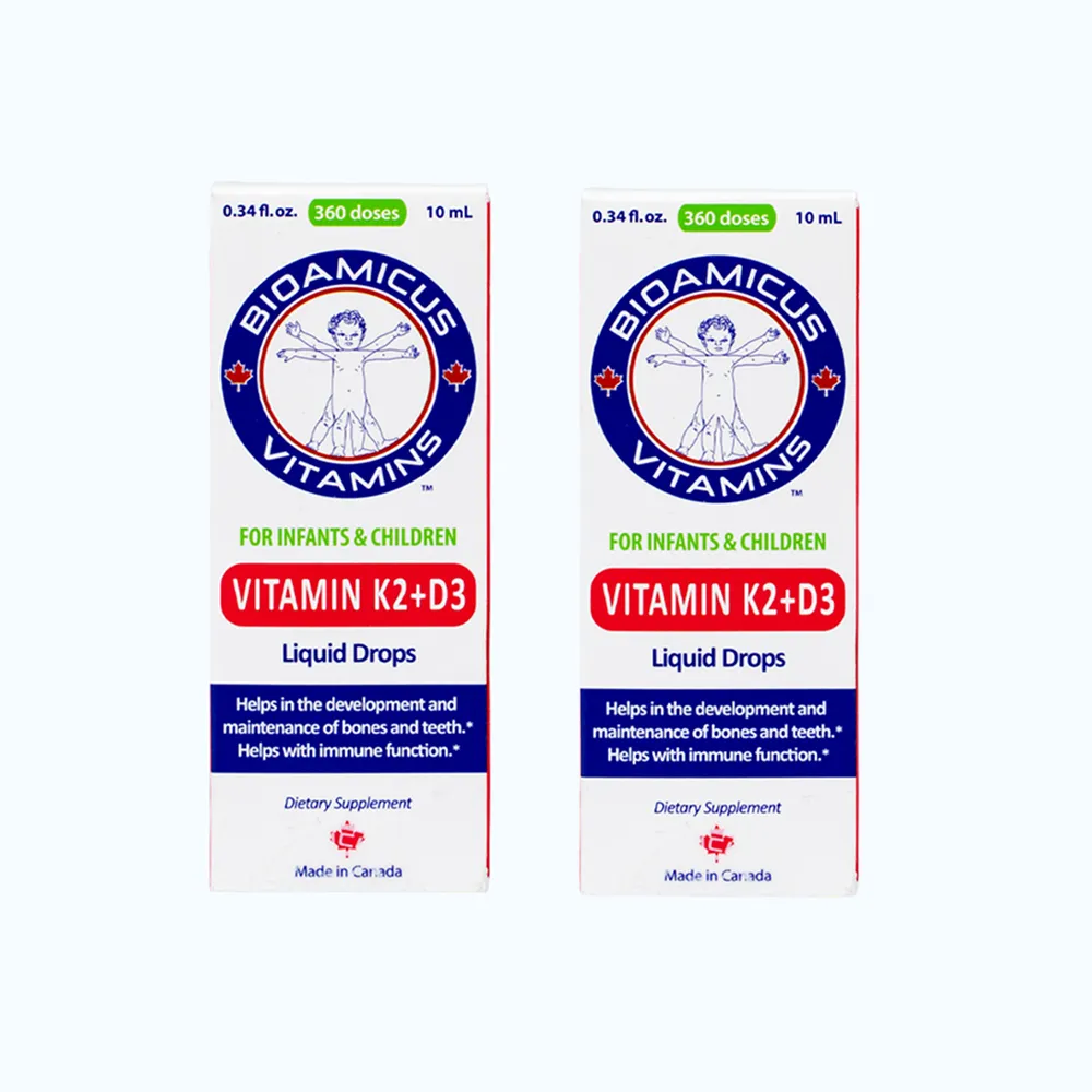 Combo 2 Dung dịch Bioamicus For Infants And Children Vitamin K2 And D3 hỗ trợ tốt cho xương, răng của bé (10ml)