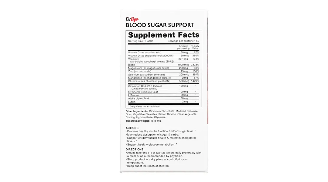 Drlife Blood Sugar Support hỗ trợ cải thiện chỉ số đường huyết hộp 60 viên 5