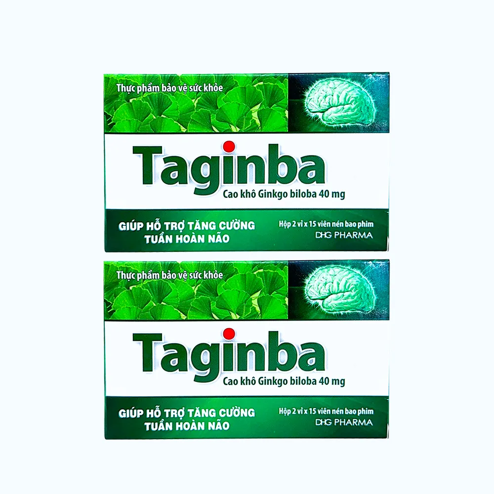 Thực phẩm bảo vệ sức khỏe TAGINBA Hỗ Trợ Tăng Cường Tuần Hoàn Não ( Hộp 2 vỉ x 15 viên)