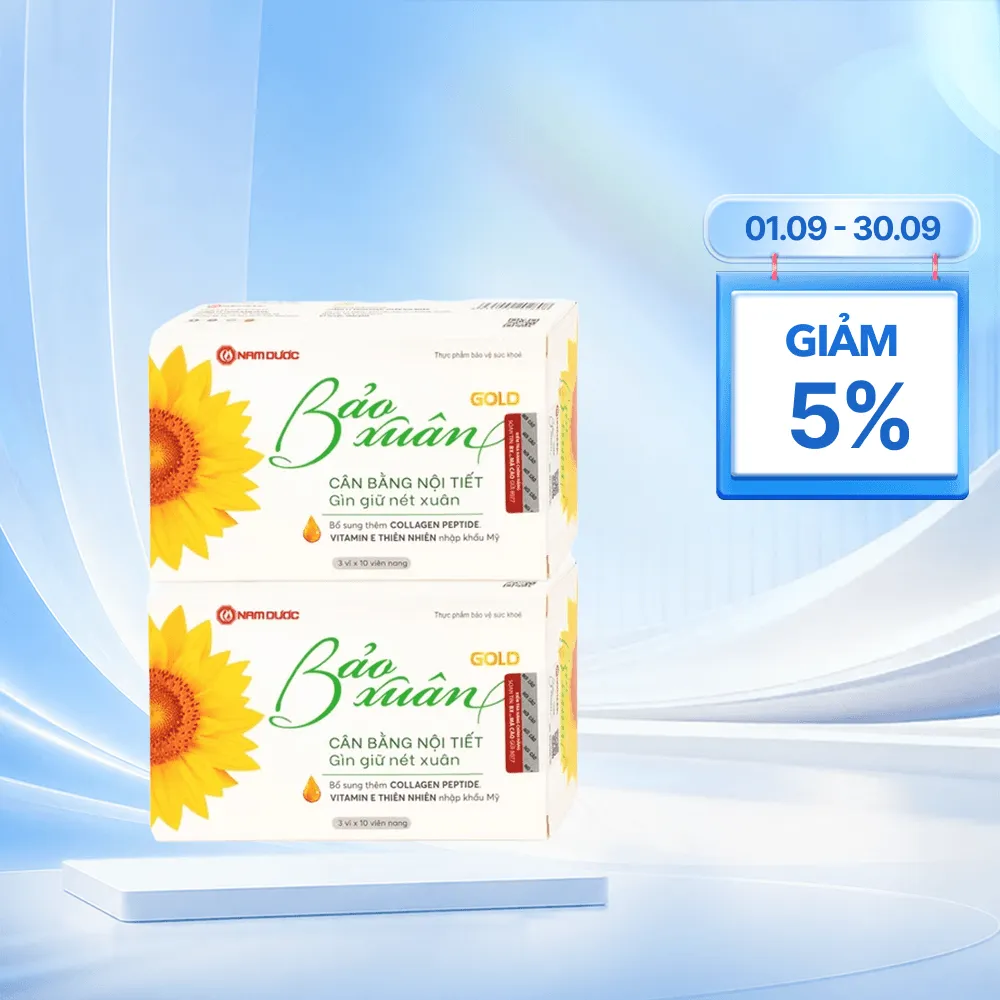 Combo 2 Hộp Viên uống Bảo Xuân Gold hỗ trợ cân bằng nội tiết tố cho nữ tuổi 30-50 (Hộp 3 vỉ x 10 viên)