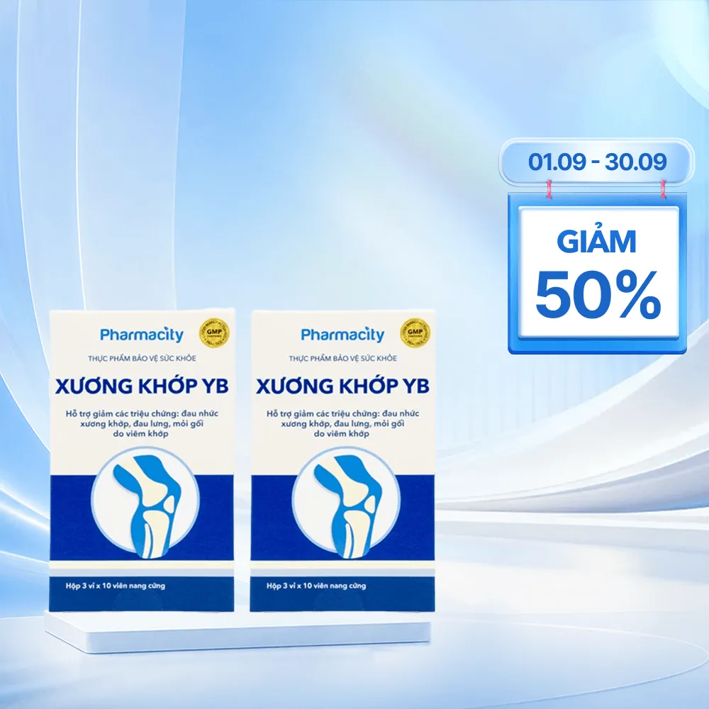 Combo 2 Hộp Viên uống Pharmacity Xương Khớp YB hỗ trợ giảm triệu chứng đau nhức xương khớp (Hộp 30 viên nang cứng)