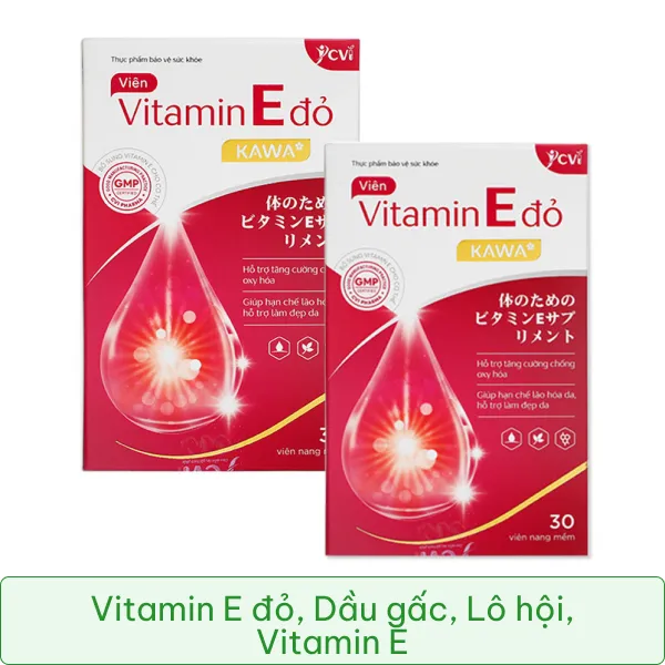 Combo 2 hộp Vitamin E Đỏ Kawa hộp 30 Viên