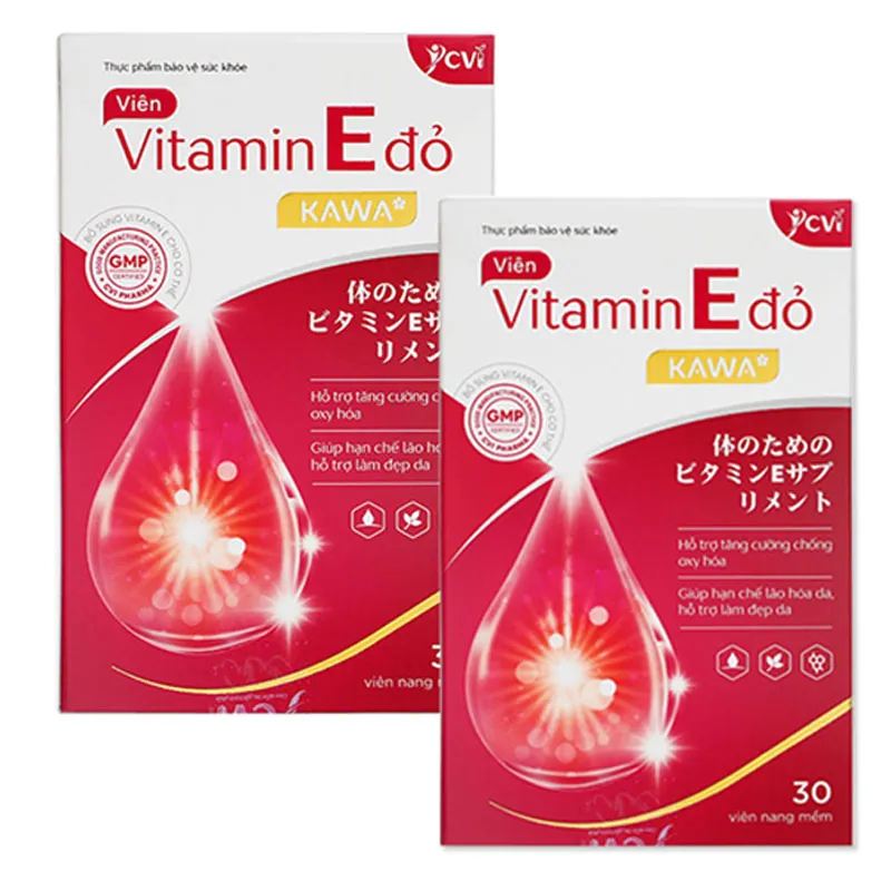 Combo 2 hộp Vitamin E Đỏ Kawa hộp 30 Viên 2