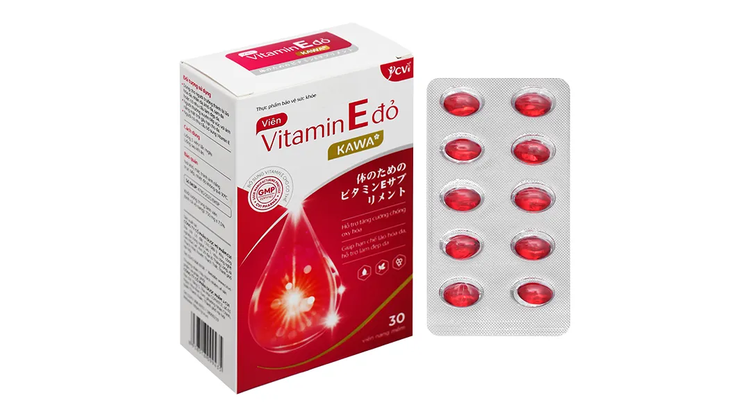 Combo 2 hộp Vitamin E Đỏ Kawa hộp 30 Viên 3