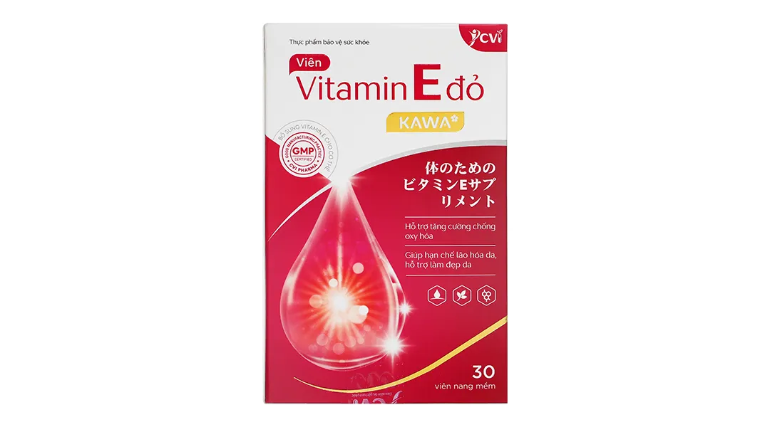 Combo 2 hộp Vitamin E Đỏ Kawa hộp 30 Viên 4