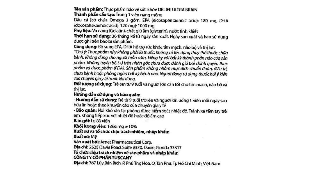 Thực phẩm bảo vệ sức khỏe Drlife Ultra Brain 6
