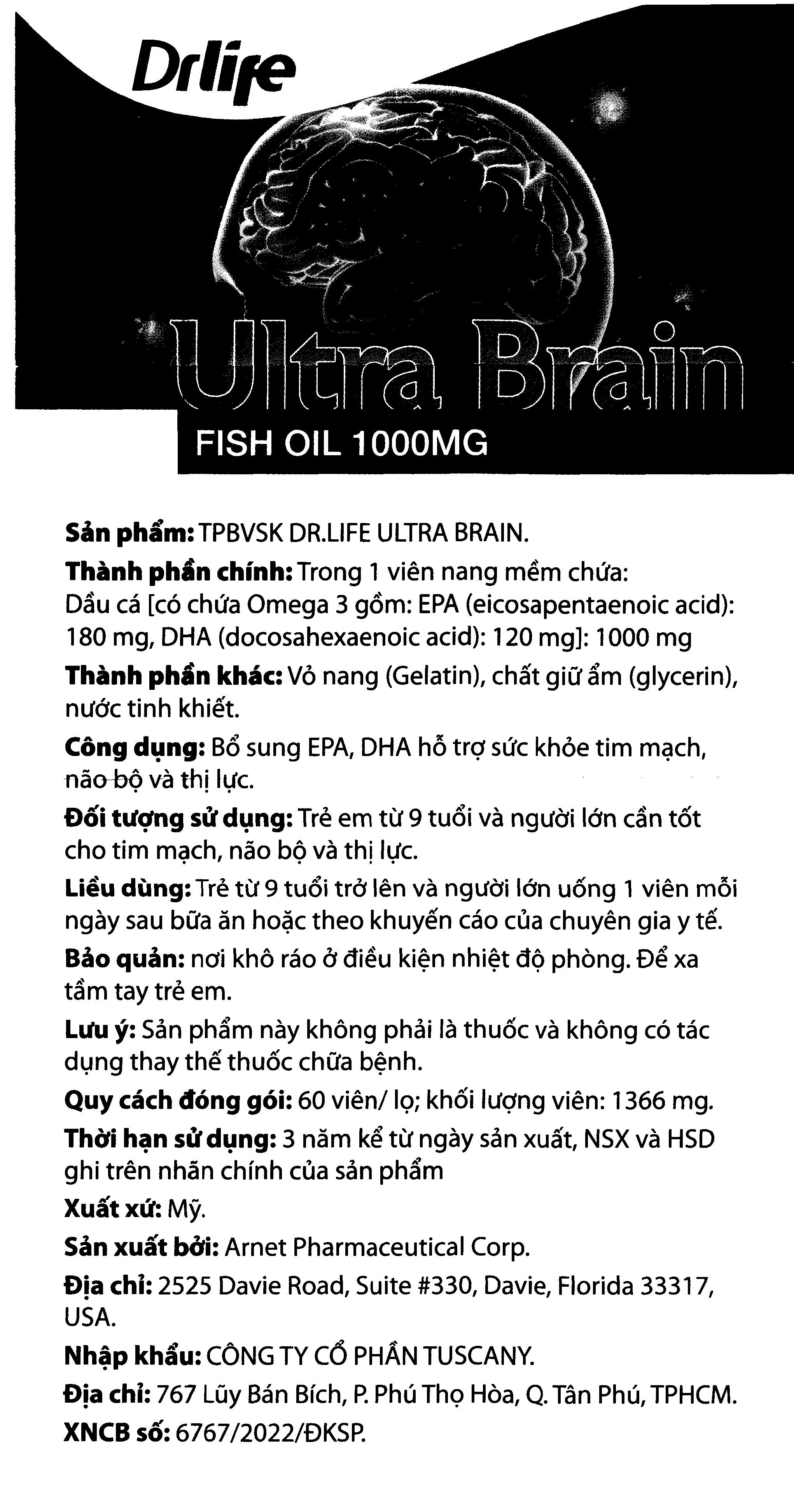 Thực phẩm bảo vệ sức khỏe Drlife Ultra Brain 9