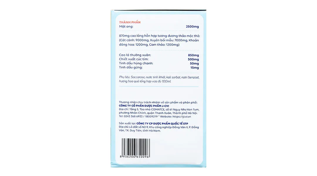Combo 2 hộp Bổ Phế Jv 10ml hộp 20 ống 5