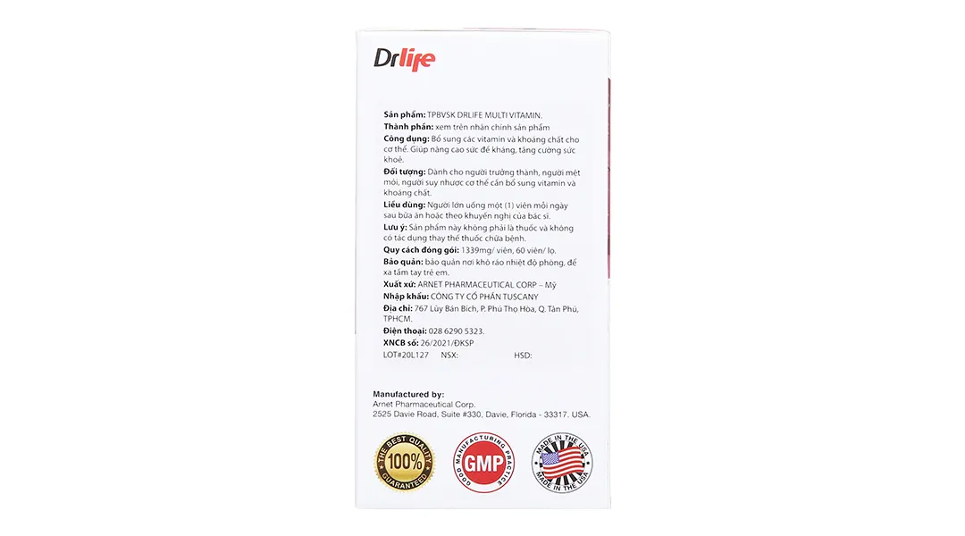 Viên uống Drlife Multi Vitamin tăng cường đề kháng (Hộp 60 viên) 5
