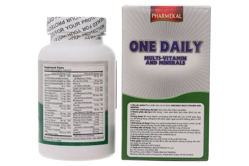 Combo 4 hộp One Daily Multivitamin Pharmekal hỗ trợ giúp bổ sung vitamin và khoáng chất hộp 60 viên 4