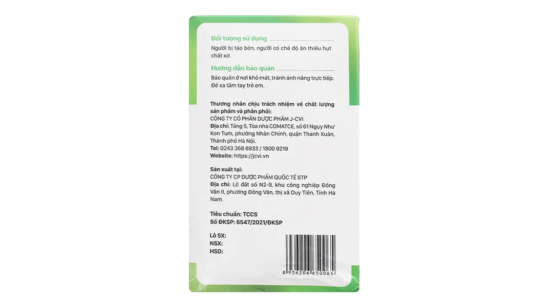 Combo 4 hộp Thực phẩm bảo vệ sức khoẻ: Chất Xơ JV 5
