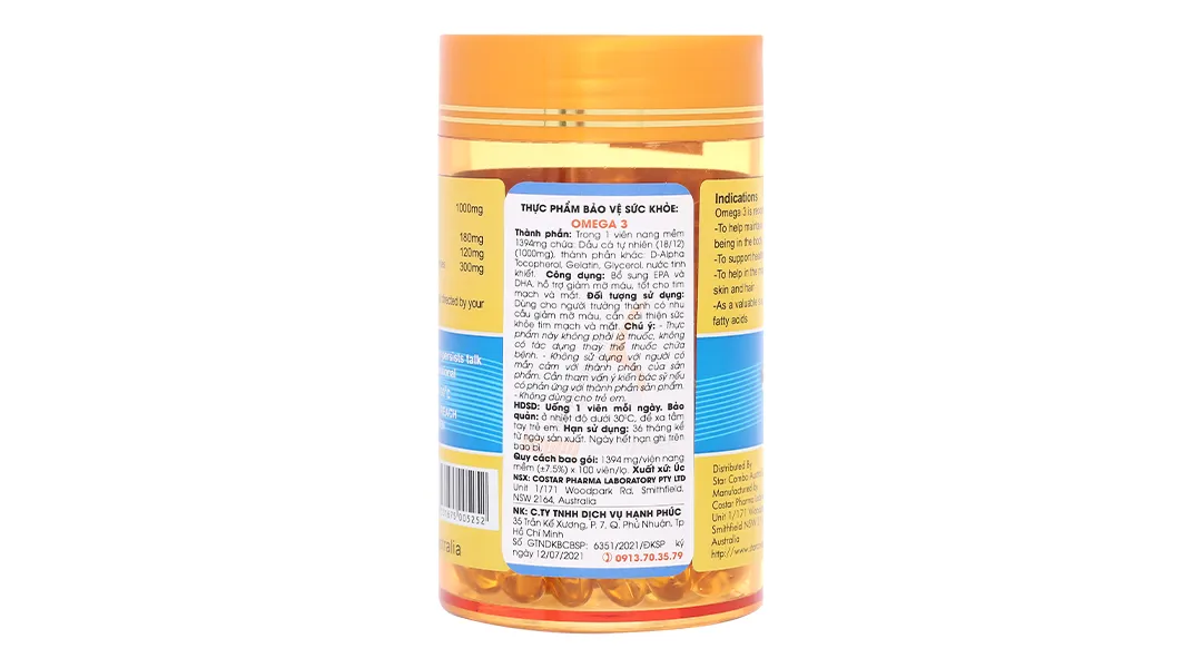 Thực phẩm bảo vệ sức khoẻ: Omega 3 lọ 100 viên 5