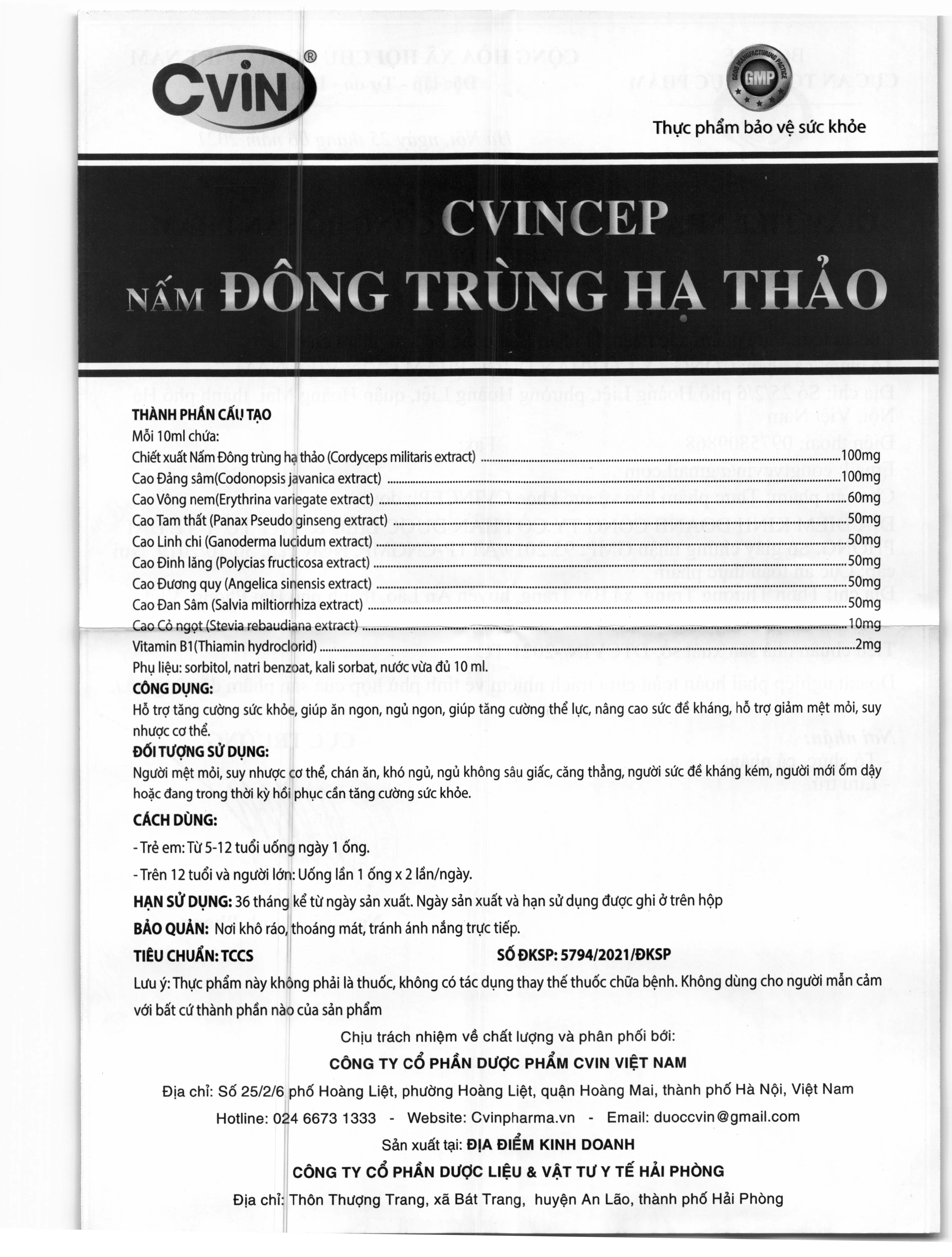 Cvincep hộp 20 ống 6