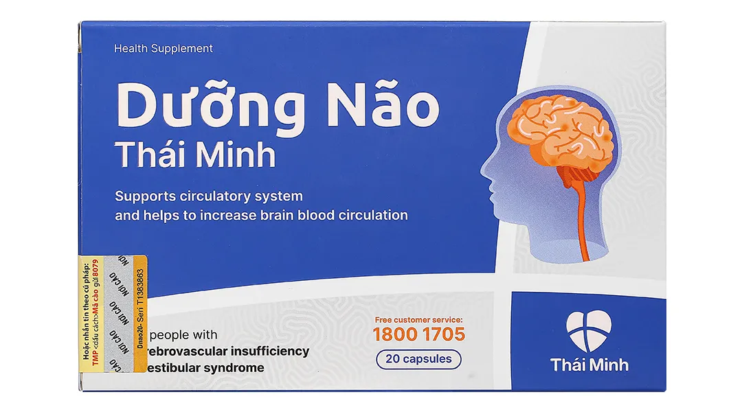 Dưỡng Não Thái Minh hỗ trợ hoạt huyết, giúp lưu thông máu não hộp 80 viên 20