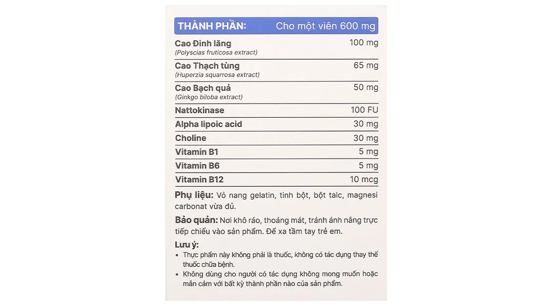 Dưỡng Não Thái Minh hỗ trợ hoạt huyết, giúp lưu thông máu não hộp 80 viên 6
