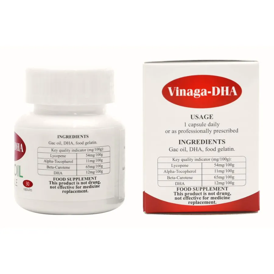 Dầu gấc Vinaga-DHA Gacoil bổ sung dầu Cá, Omega 3, Dha (Hộp 30 viên) 2