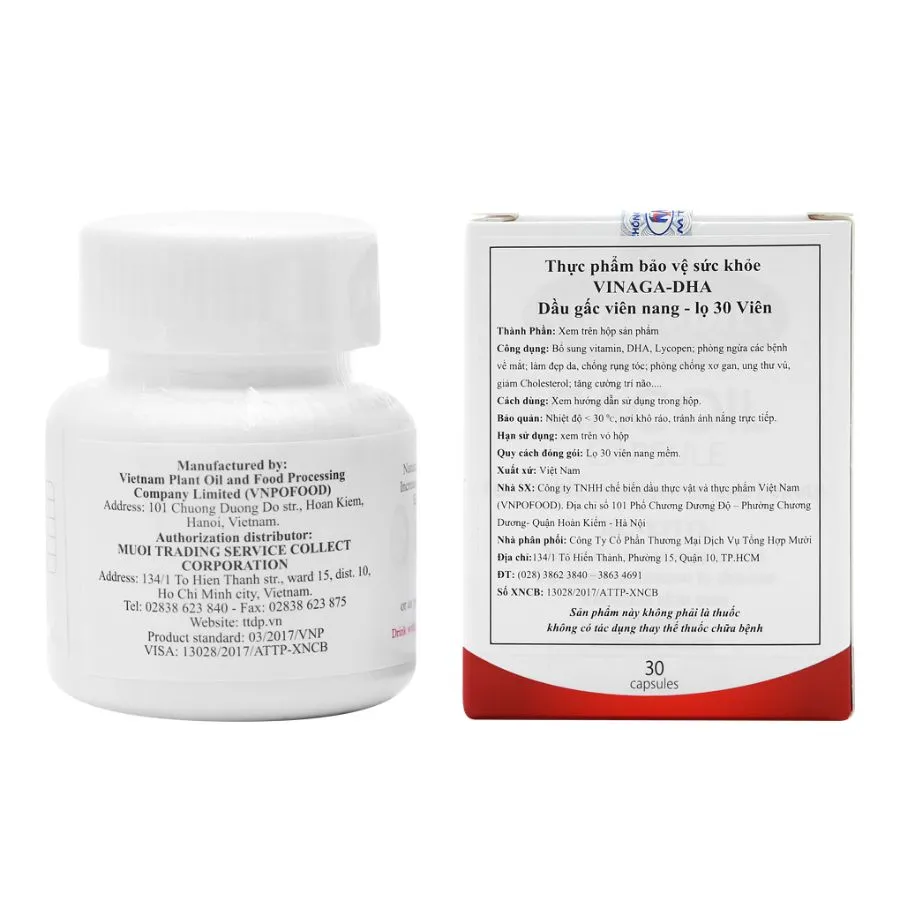 Dầu gấc Vinaga-DHA Gacoil bổ sung dầu Cá, Omega 3, Dha (Hộp 30 viên) 3