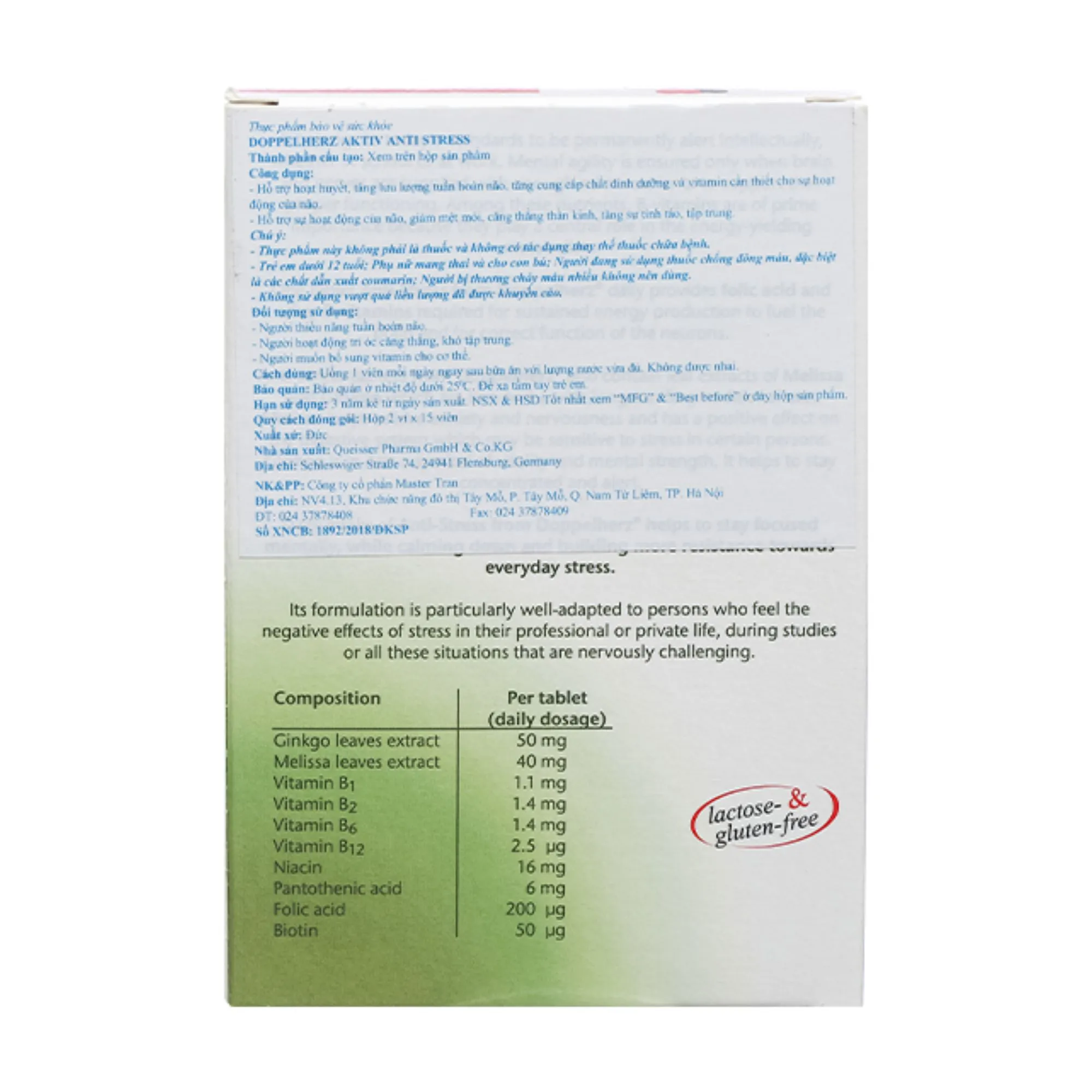 Doppelherz Aktiv Anti Stress - Viên bổ não, giảm căng thẳng (Hộp 30 viên) 3