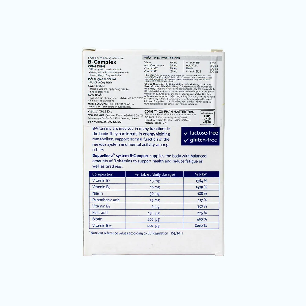 DOPPELHERZ B-Complex Hỗ Trợ Cải Thiện Tình Trạng Mệt Mỏi (Hộp 30 Viên) 4