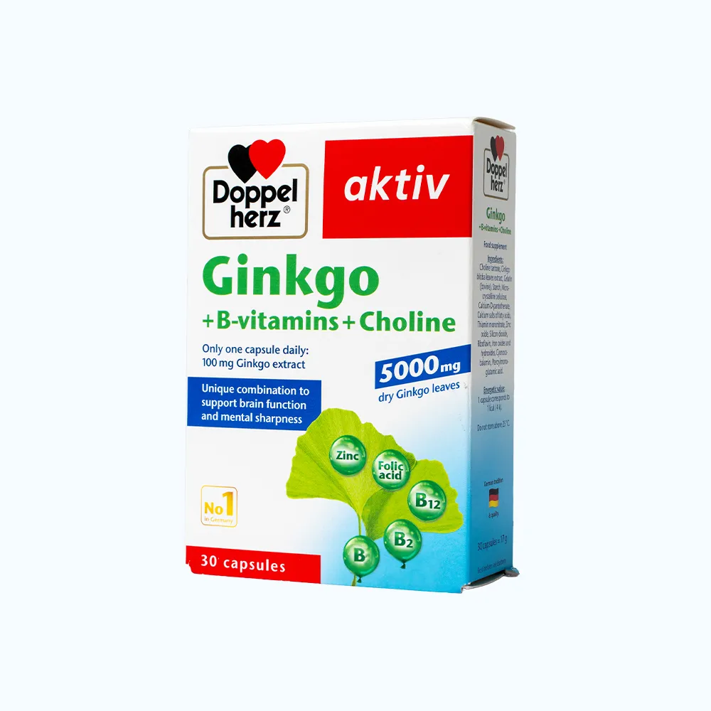 DOPPELHERZ Ginkgo Giúp Tăng Cường Tuần Hoàn Não (Hộp 30 Viên) 2