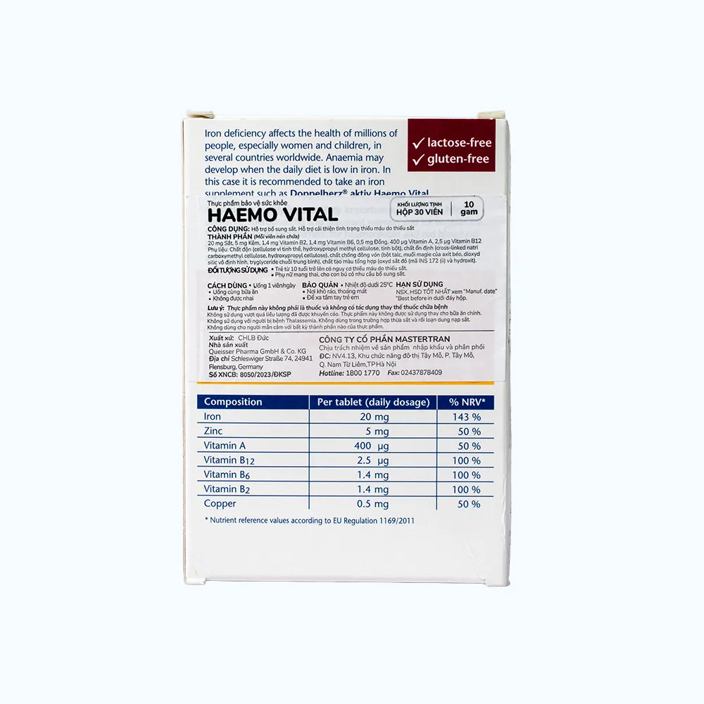 DOPPELHERZ Haemo Vital Bổ Sung Sắt (Hộp 30 Viên) 3