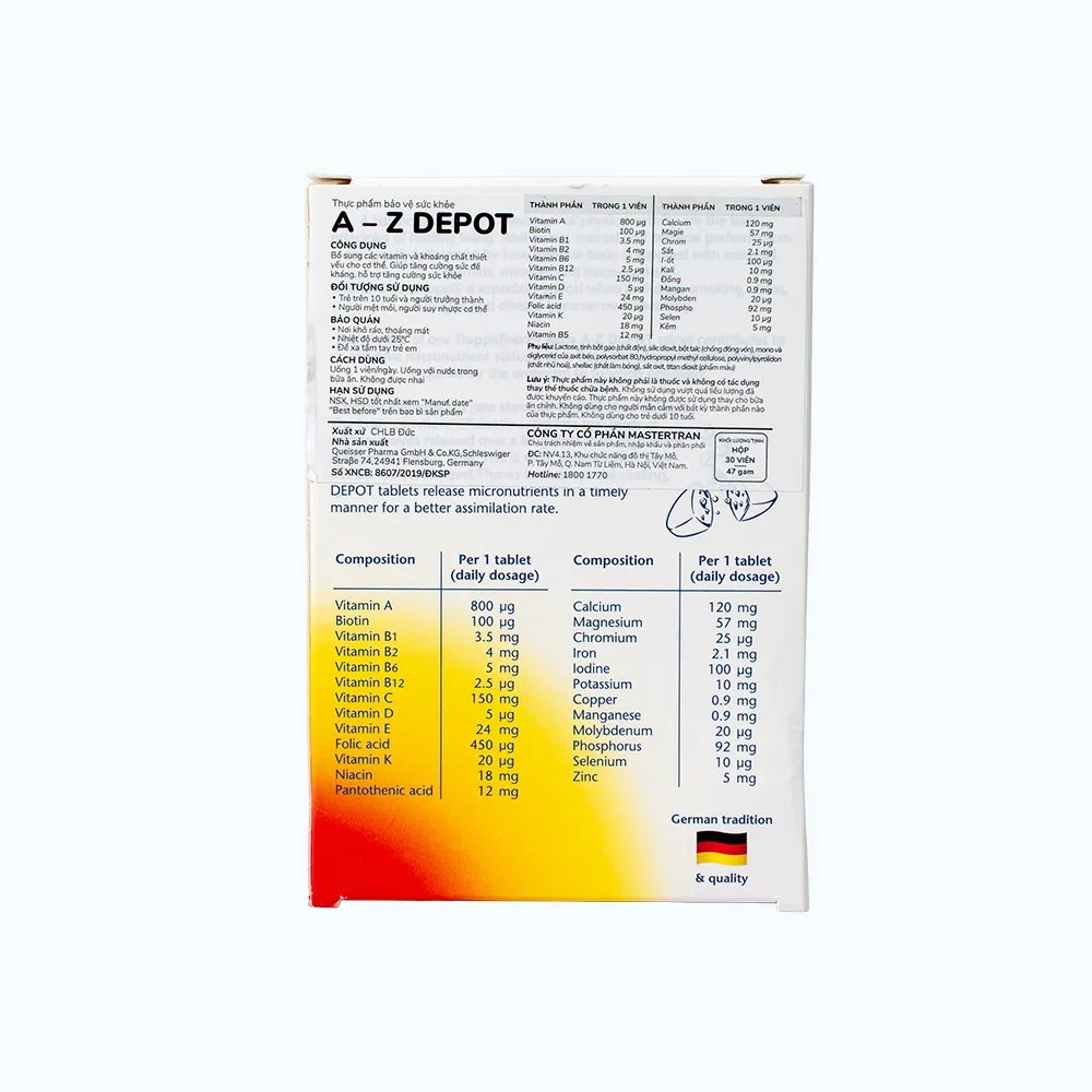 DOPPLEHERZ A-Z Depot Hỗ Trợ Cường Sức Đề Kháng (Hộp 30 Viên) 3