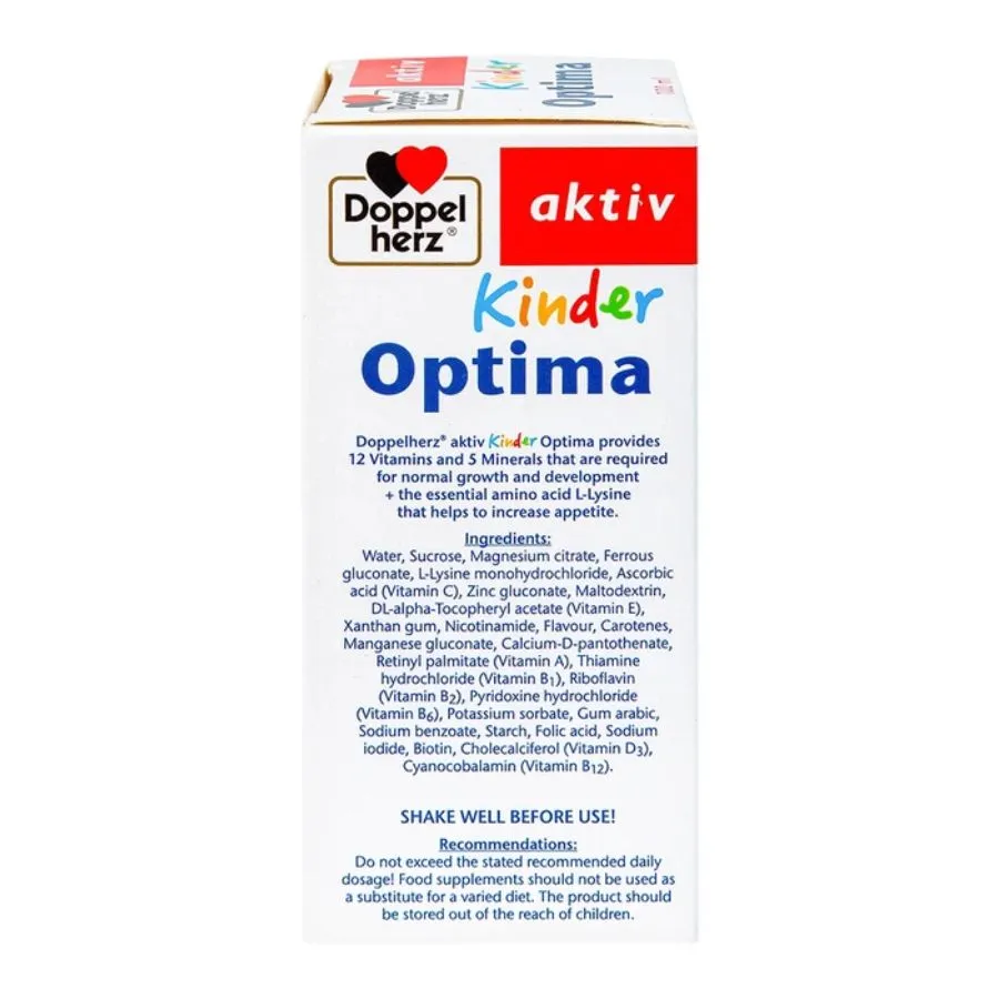 Dung dịch Kinder Optima Doppelherz Aktiv cung cấp L-lysine, một số vitamin và khoáng chất (100ml) 5