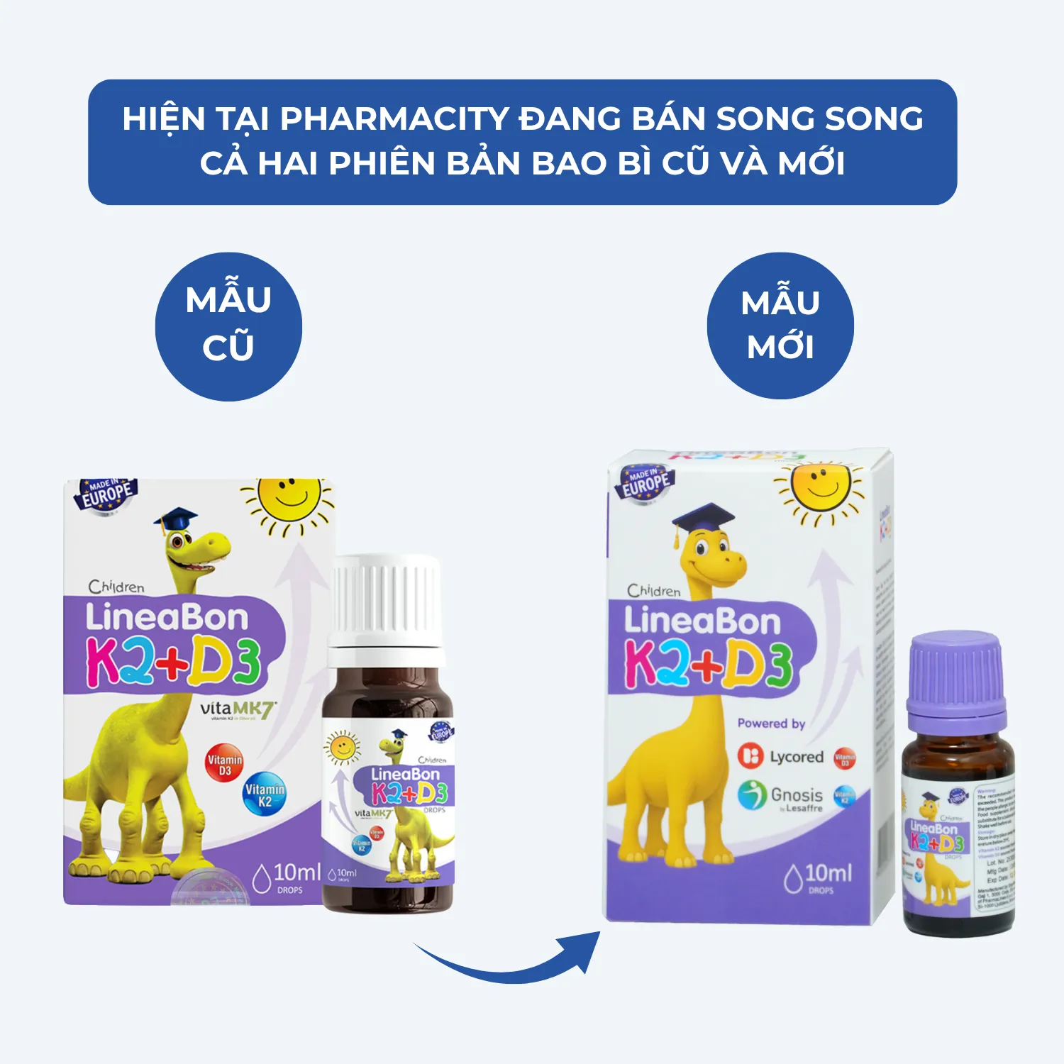 Dung dịch LineaBon K2 + D3 giúp bé phát triển chiều cao (Chai 10ml) 2