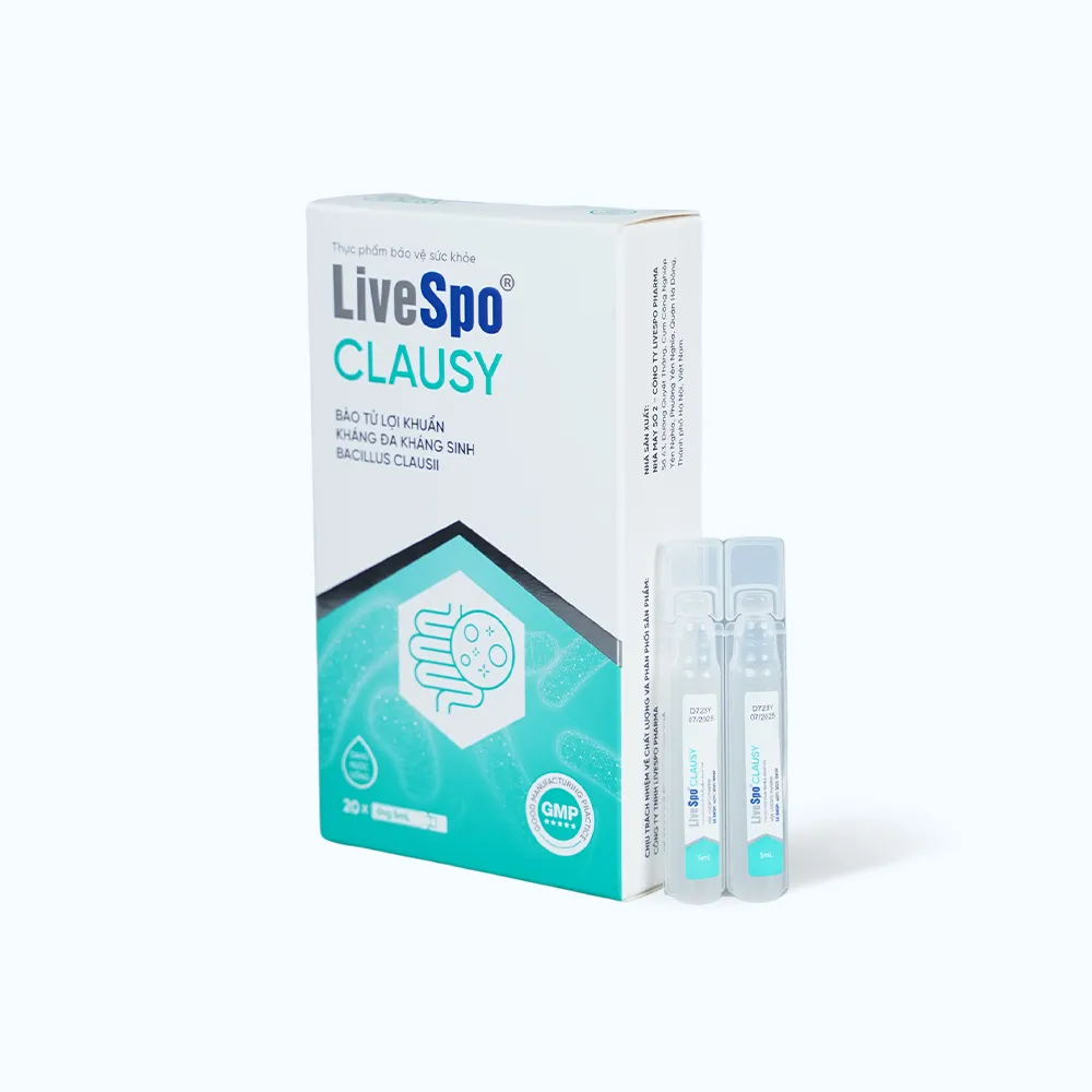 LIVESPO CLAUSY 25 ỐNG X 5ML - BÀO TỬ LỢI KHUẨN KHÁNG ĐA KHÁNG SINH 6