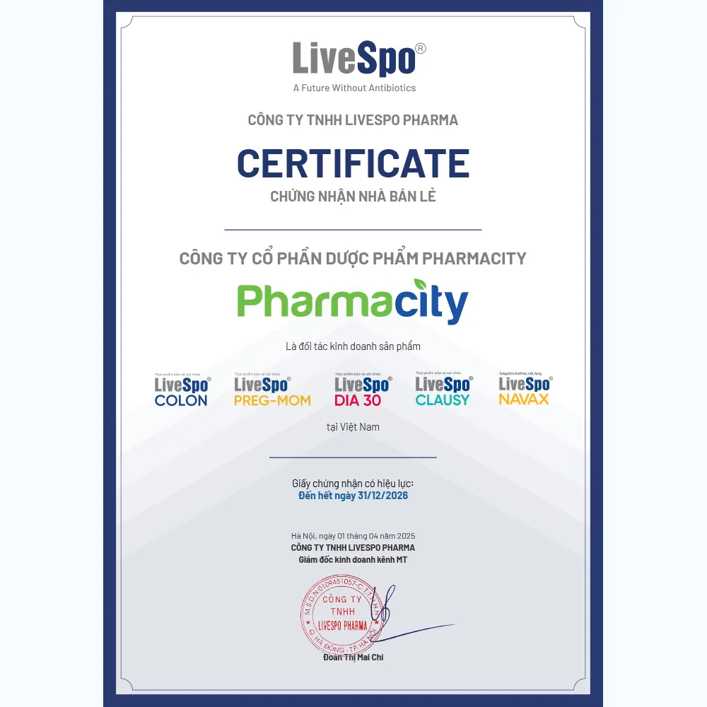 LIVESPO CLAUSY 25 ỐNG X 5ML - BÀO TỬ LỢI KHUẨN KHÁNG ĐA KHÁNG SINH 8