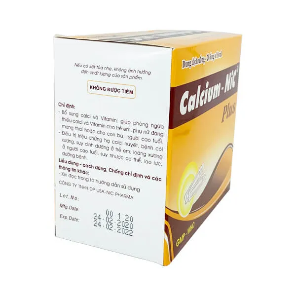 Dung dịch uống Calcium - NiC Plus bổ sung, phòng ngừa thiếu Canxi (20 ống x 10ml) 2