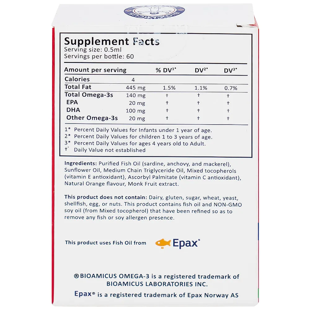 DUNG DỊCH UỐNG HỖ TRỢ BỔ NÃO BIOAMICUS OMEGA-3 30ML 8