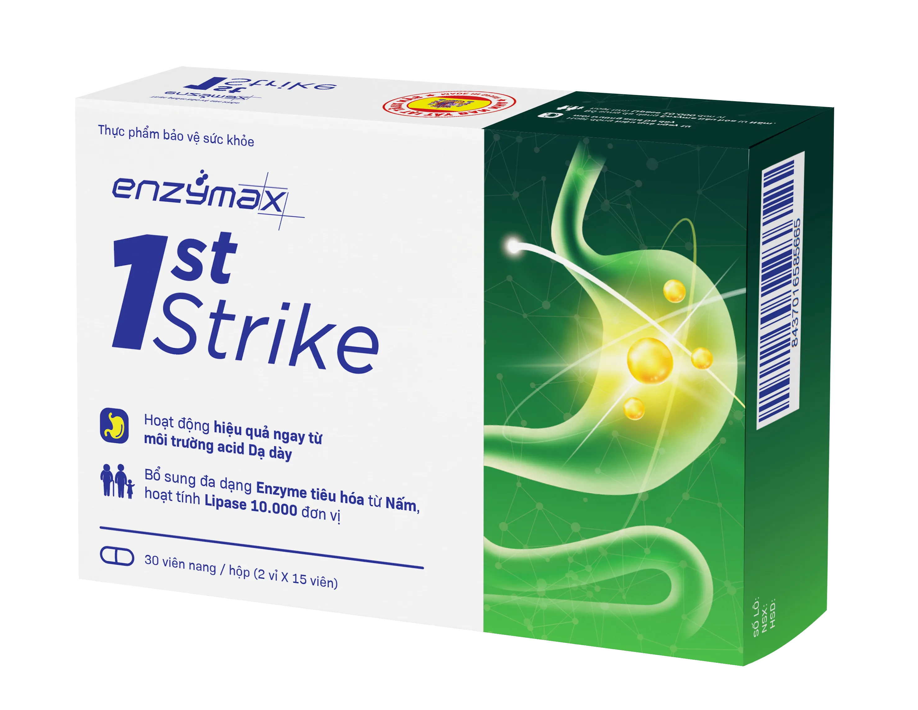 Enzymax First Strike Hỗ Trợ Giảm Chứng Đầy Bụng, Khó Tiêu (Hộp 30 Viên)