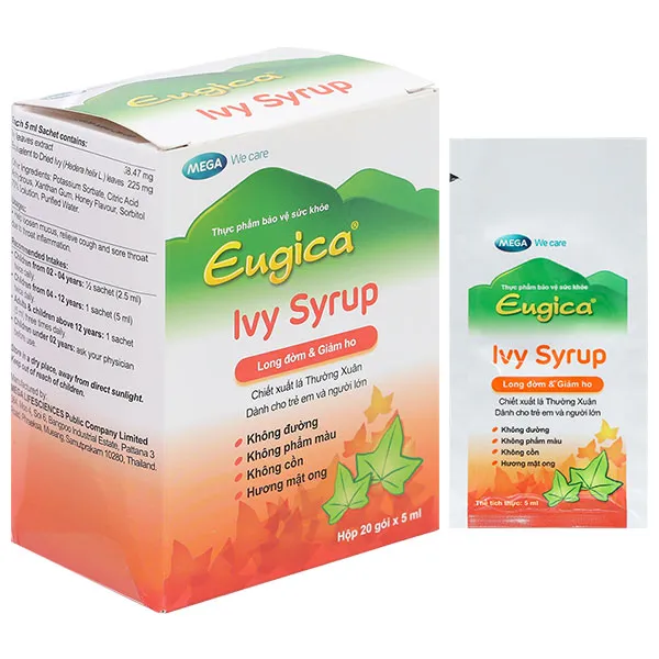 Eugica Ivy Syrup hỗ trợ giảm ho, giảm đờm hộp 20 gói x 5ml