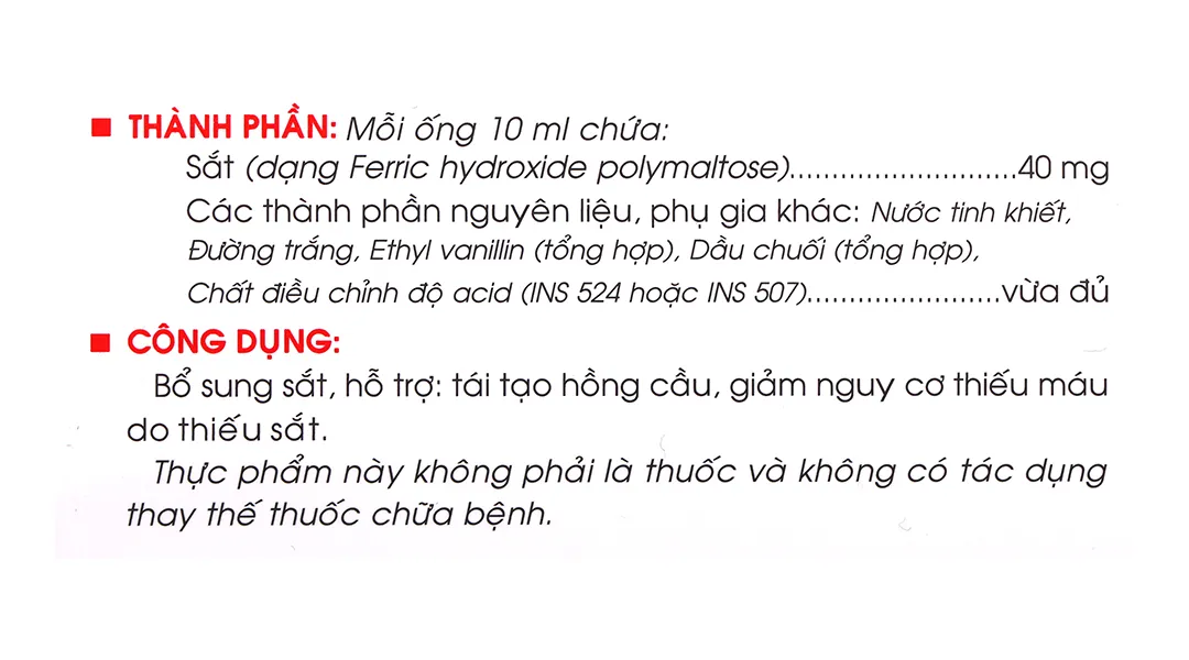 SIRO BỔ SUNG SẮT FERITONIC TRAPHACO 2X10 ỐNG 6