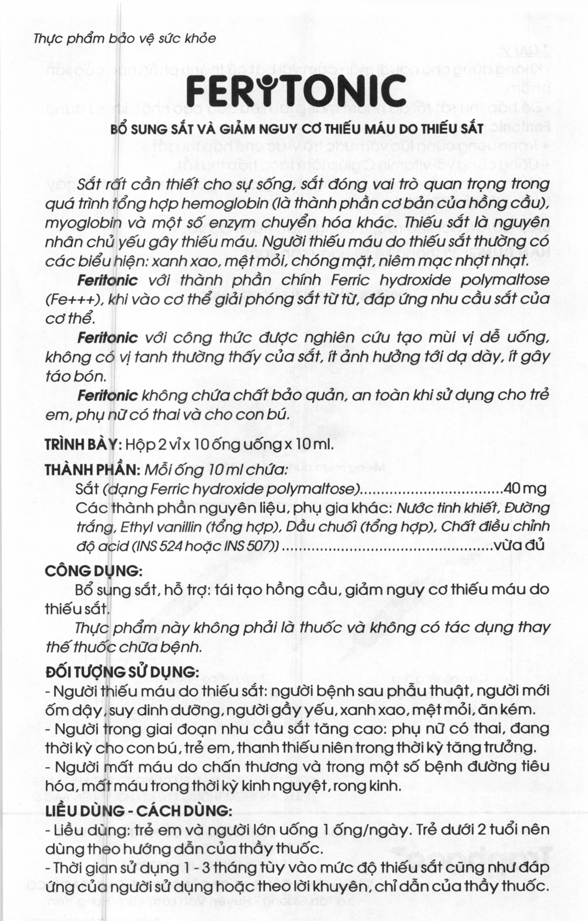 SIRO BỔ SUNG SẮT FERITONIC TRAPHACO 2X10 ỐNG 8