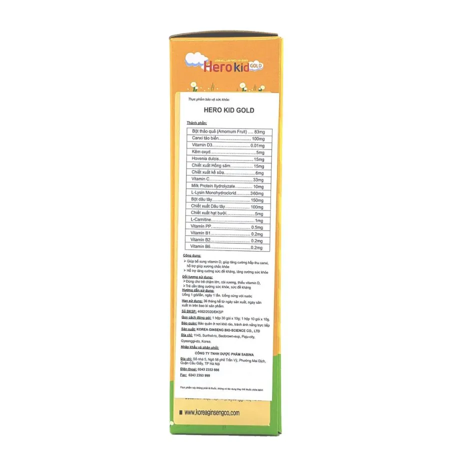 Gói HeroKid Gold hỗ trợ tăng cường sức đề kháng, giúp xương chắc khỏe (Hộp 30 gói) 2