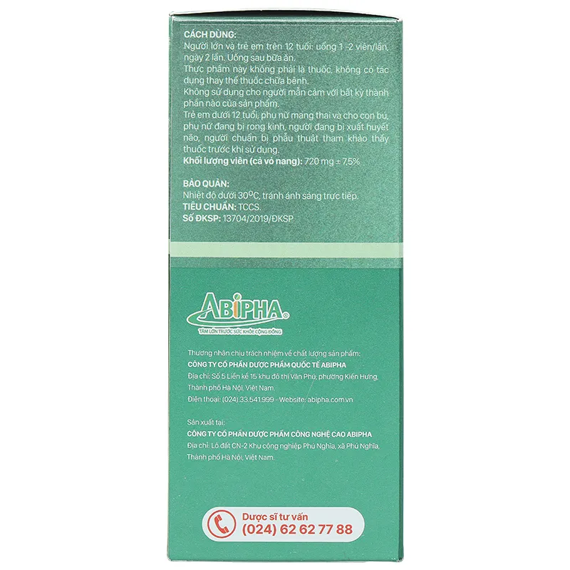 Gingcolin Abipha giúp hoạt huyết, hỗ trợ tăng cường lưu thông máu não hộp 100 viên 5