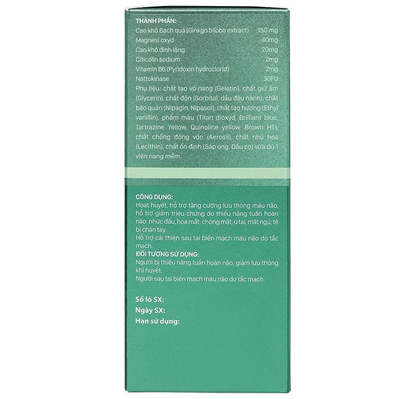 Gingcolin Abipha giúp hoạt huyết, hỗ trợ tăng cường lưu thông máu não hộp 100 viên 6