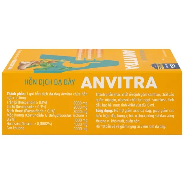 Hỗn dịch dạ dày Anvitra giảm acid dạ dày, ợ chua, nóng rát, bảo vệ niêm mạc dạ dày (Hộp 15 gói) 4