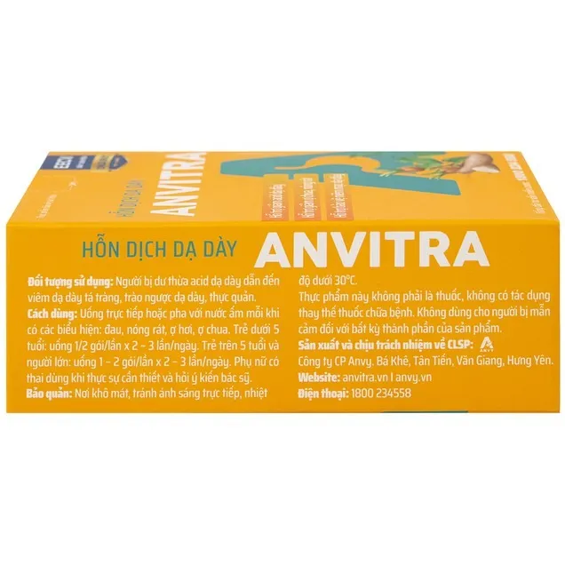 Hỗn dịch dạ dày Anvitra giảm acid dạ dày, ợ chua, nóng rát, bảo vệ niêm mạc dạ dày (Hộp 15 gói) 5