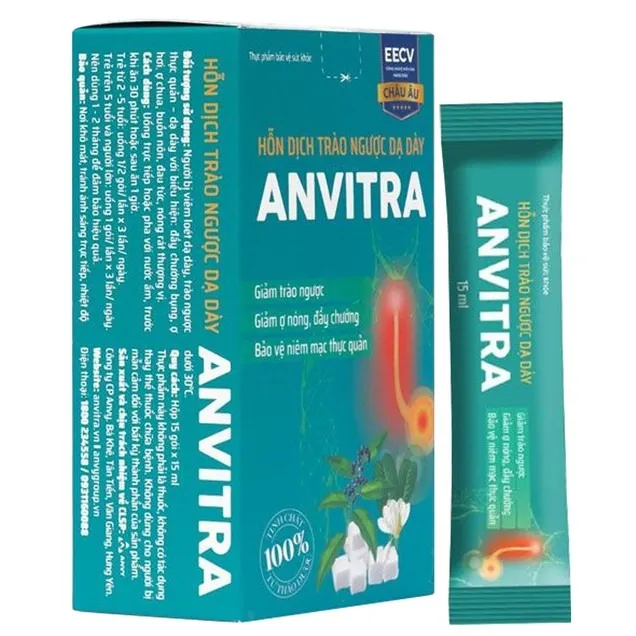 Hỗn dịch trào ngược dạ dày Anvitra hỗ trợ giảm acid dịch vị (15 gói x 15ml)