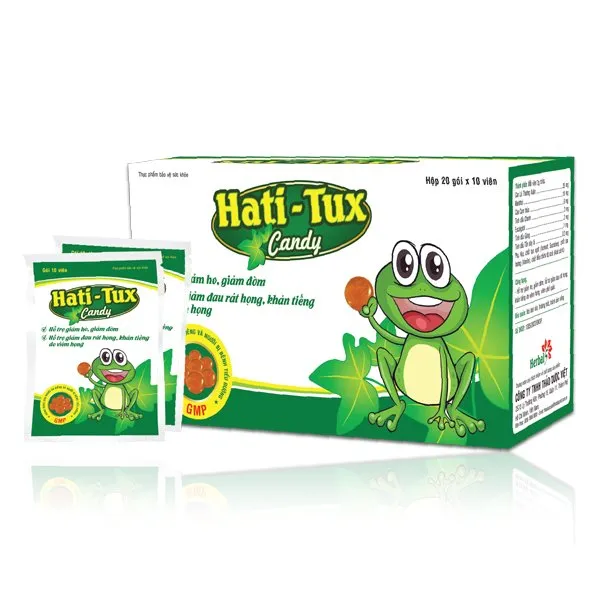 Hati – Tux Candy hỗ trợ giảm ho, giảm đờm, khàn tiếng, viêm phế quản (20 gói)