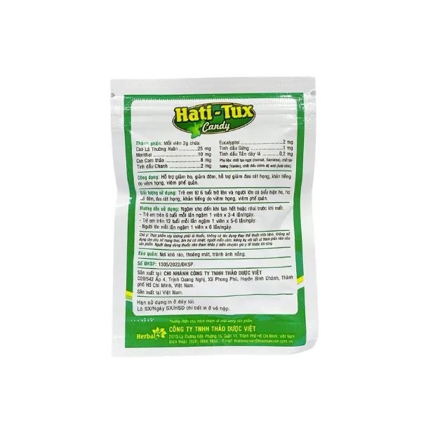 Hati – Tux Candy hỗ trợ giảm ho, giảm đờm, khàn tiếng, viêm phế quản (20 gói) 3
