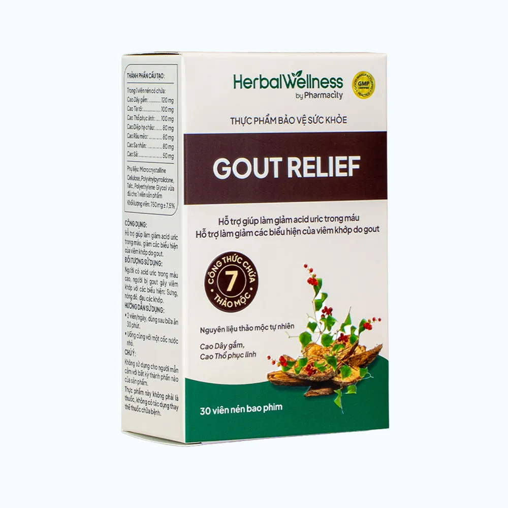 Viên uống Pharmacity Gout Relief (hộp 30 viên) hỗ trợ giảm đau do Gout 3