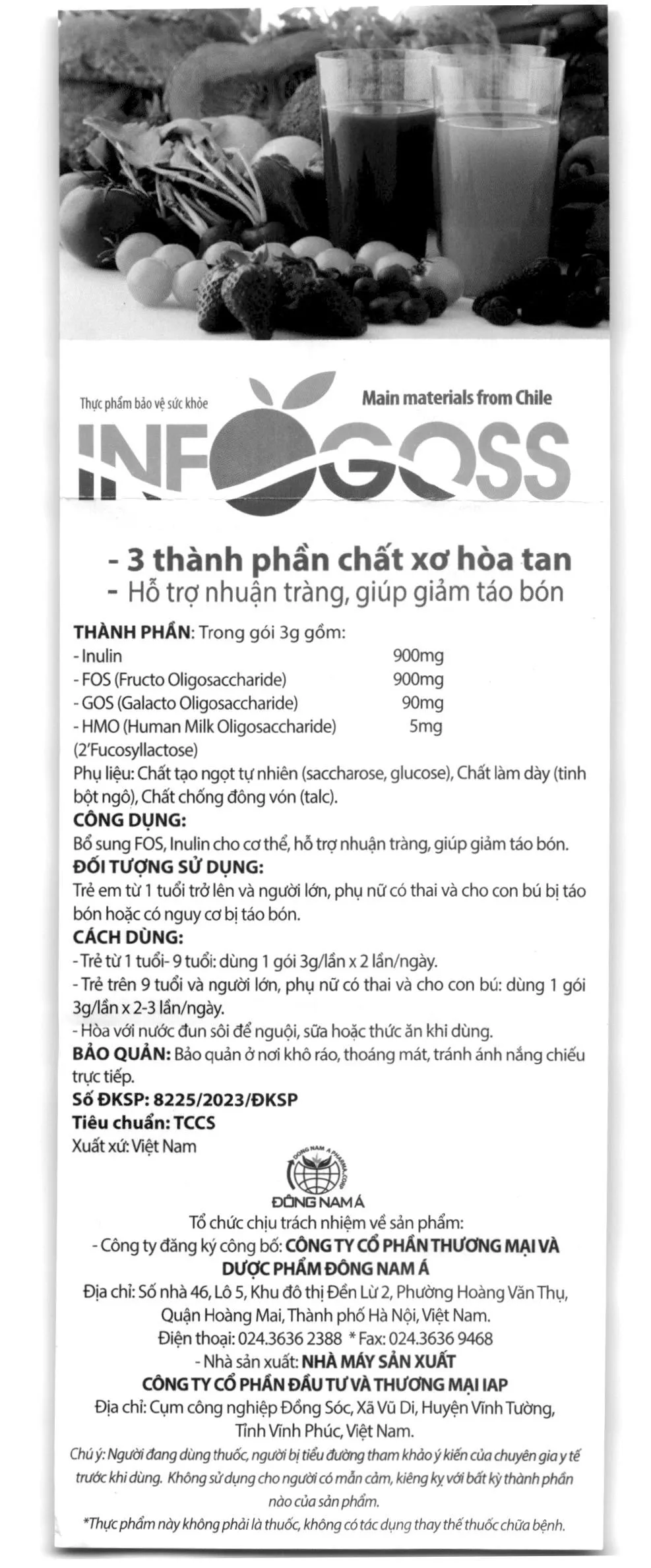 BỘT HÒA TAN GIÚP GIẢM TÁO BÓN INFOGOSS IAP 30 GÓI 15
