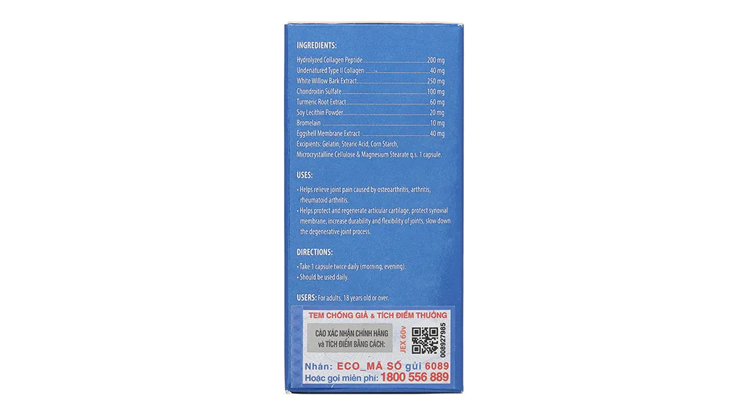 VIÊN UỐNG HỖ TRỢ GIẢM VIÊM KHỚP JEX ECOGREEN 30V 4