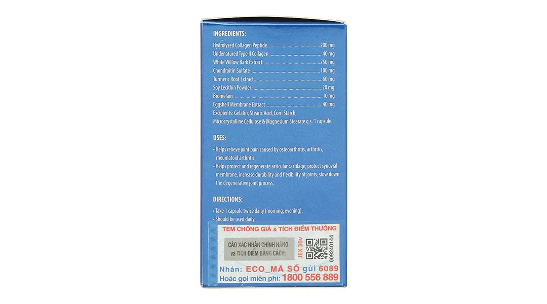 VIÊN UỐNG HỖ TRỢ GIẢM VIÊM KHỚP JEX ECOGREEN 30V 10