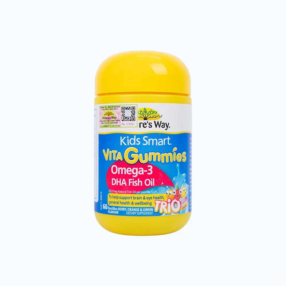 Kẹo dẻo Nature's Way Kids Smart Vita Gummies Omega-3 DHA Fish Oil (hộp 60 viên)