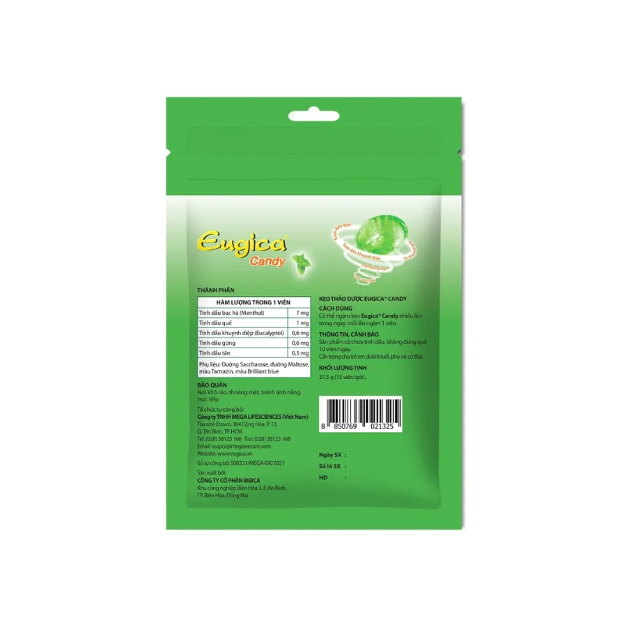 Kẹo ngậm thảo dược Eugica Candy giảm ho, đau họng gói 15 viên 3